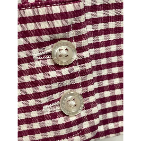Lands’ End button LS SHIRT check purple white 12‎ P no iron supima women - Picture 3 of 7